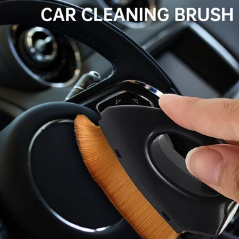 НОВА малка четка за почистване на автомобил, Плоска четка за стилизиране на коса с покритие, въртяща маса, Средство за премахване на прах, Четка с ABS-дръжка, за пречистване на четки