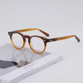 Японски Стил Благородна Ацетатная Кръгли Рамки За Очила За Мъже Жени При Оптична Късогледство Дизайнерски Очила С Лещи, Предписани