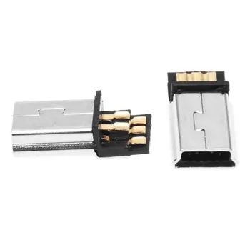 10 Бр. Мини-USB 5-пинов щепсел САМ SMT Connector сребрист Тъмно сив цвят
