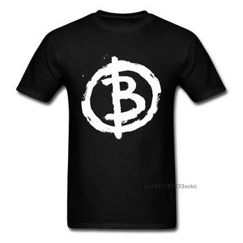 Ново записване, Мъжка черна тениска с биткойн-анархистом, Потници и тениски с къс ръкав и принтом под формата на буква B, Памучен дрехи Размер L