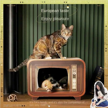 Дъска за котешки драскотини Cat Line TV Ретро Шлайфане нокът, декомпрессионное гнездо, рифленое