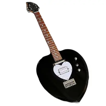 Електрическа китара Love Split, черен корпус, професионална китара с перламутрово-бяла подплата е във формата на сърце