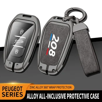 Калъф за ключове от сплав с AUTO TPU за Peugeot 207 208, ключодържател с логото, метална кутия за ключове, Аксесоари за декориране на интериор на автомобил