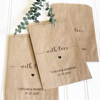 50шт Сватбени Подаръци - Чанта за Подаръци с Принтом на поръчката - Рециклирана чанта за сватбени предложения на Goodie Bag - Чанта за Булчински душ