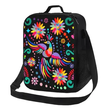 Изработени по поръчка в Мексико текстилна чанта за обяд с цветен модел, женски термоохладители, изолирани обяд-апарати за ученици в училище