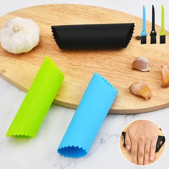 Нож за почистване на чесън от хранително-силикон, с тръба за почистване на чесън, кухненски инструменти, дизайн подвесного дупки, спестява място, лесно за почистване Подарък