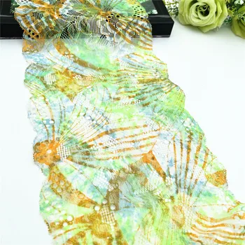3y / лот Ширина 18 см, Пролетно-зелена еластична лейси покритие за облекла, аксесоари, апликации за шиене на рокли, костюмных дантелен тъкани