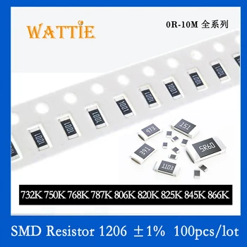SMD резистор 1206 1% 732K 750K 768K 787K 806K 820K 825K 845K 866K 100 бр./лот микросхемные резистори 1/4 W 3,2 мм*1,6 мм