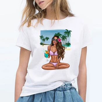 секси лятна плажна риза с принтом за жени 90-те хипстерская тениска femme tumblr облекло ropa mujer бяло сладко отгоре на поръчка тениска