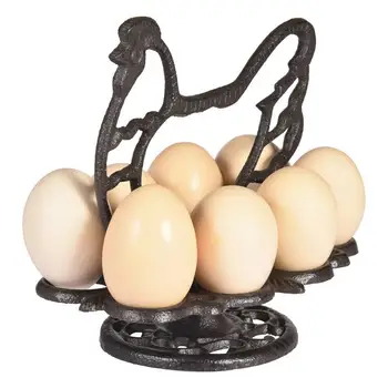 Метален Държач за яйца, 2-Нива Органайзер за яйца и зеленчуци, Стелажи за търговски изложения на продукти, Поставка за раздаване на яйца във формата на пиле, тъмно-кафява Маса в стил ретро