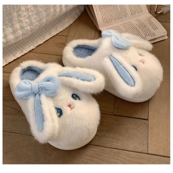Дамски памучни чехли ASIFN, есенно-зимна домашно обзавеждане, мека подметка, удобни сладко малко зайче, топло плюшен обувки