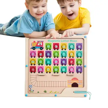 Магнитен Азбучен лабиринт, цветни пъзели с азбука за деца, начинаещи пъзел с азбука за деца, лабиринт Монтесори, играчки, модул за обучение подарък