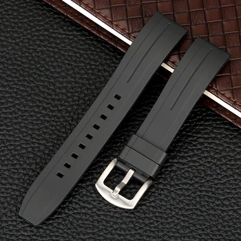 20 mm 22мм Силикон каишка с катарама Модни черни въжета за часа, за мъже и жени Взаимозаменяеми гривна часовник Универсален