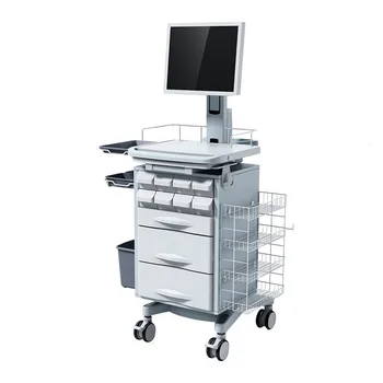 Медицинска количка за медицински сестри с регулируема височина ABS, работна станция за лаптоп, количка за болничен компютър