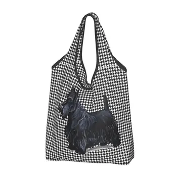 Чанти за пазаруване в стила на шотландски териер Хаундстута по поръчка, женски преносими чанти за пазаруване в магазини с голям капацитет за домашни любимци, кучета порода Скоти