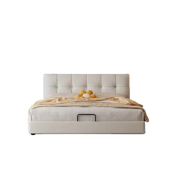 Гореща Разпродажба На Мебелни Комплекти За Легло King Size Кожена Модерна Спалня Луксозна Квадратна Легло С Рамка