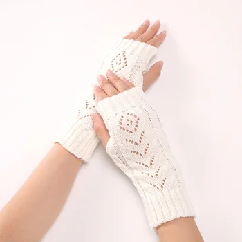 Есенно-зимни възли вълнени ръкавици Ins Fashion Y2K, мъжки и Дамски топли Полукръгли ръкавици без пръсти, Унисекс