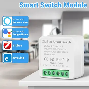 eWeLink 16A Zigbee MINI Smart Switch, Автоматичен Прекъсвач Поддържа 2-полосное Управление Таймер Безжичен Превключвател Работи С Алекса Google Home