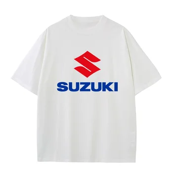 Мъжка тениска с принтом SUZUKIS, 100% памук, ежедневни, класически унисекс тениски с къс ръкав, дамски летни дрехи