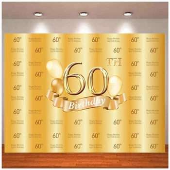 фон за Снимки На 60–ия Рожден Ден – 60-та Златна Блестящ Фон -Снимка-Банер За Украса на Парти В Чест на Шестидесятилетия