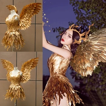 Костюми за cosplay, Крилата на Феята със златни пера, вечерна рокля във викториански стил, Секси Фея, Принцеса Ангел, костюми за момичета на Хелоуин