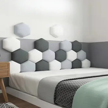 Многоцветное Шестиугольное на Таблата Мека Чанта Набор от 3D Стенни Стикери Татами Леглото Декор на Стените Естетическо Изкуство за Декорация на Дома