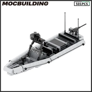 Градивните елементи на MOC Корпус Надуваема лодка Военноморска армията транспортна модел САМ Тухли за Подарък за рожден ден на Сглобяеми играчки Коледен подарък