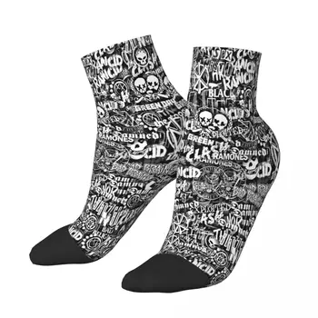 Чорапи до глезена със стикери пънк-рок-групи, мъжки и дамски пролетни чорапи с принтом