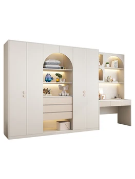 Скандинавски голям гардероб, спалня, малък блок, компютърно бюро, гардероб, вграден гардероб с три врати отгоре
