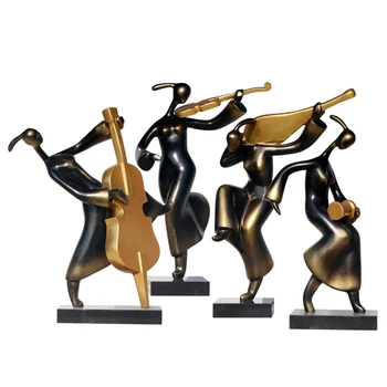 Скулптура абстрактни фигури от стъклопласт, група музиканти, симулационни медни орнаменти, търговски център, украса на ландшафта на парка