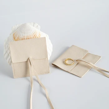 Луксозен плик от микрофибър, изкуствена велур за опаковане на бижута Чанта с панделка Чанти за сватбени подаръци Чанта-органайзер за гривни