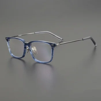 Японски Ацетатные Титанов Оптични Очила В Рамки За Мъжете M-85 Ретро Реколта Квадратни Очила По Рецепта, Мъжки слънчеви Очила За четене