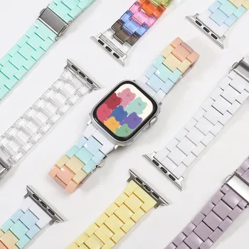 Акрилни каишка от ярки цветове за Apple Watch Ultra 2/1 49 мм 45 мм 41 мм 42 мм 44 мм 40 мм Замени гривни за Iwatch 9 8 7 6 correas