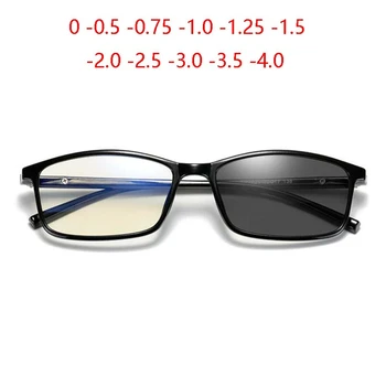 0 -0,5 -0,75 -1,0 -4,0 Слънчеви Фотохромичните Сиви Квадратни Очила За рецепта С Диоптриями TR90 Chameleon За късогледство