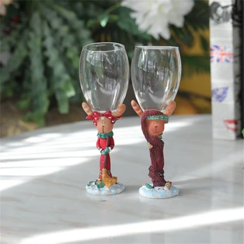 Cartoony Сладък Коледен Лосове, Чаша на високи крака, Стоки за дома в европейски стил, Креативен подарък, Декоративна Чаша за червено вино