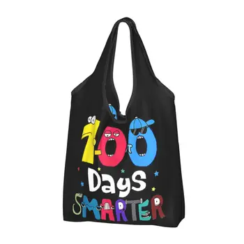 Пазарска чанта за изучаване на славянската азбука 100 дни по-умни, за Многократна употреба за Хранителни стоки чанти с Капацитет за момчета и момичета, Чанта за обработка на знания за Зло Азбука