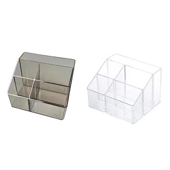 Прозрачен органайзер за химикалки на масата, пластмасова кутия за съхранение на канцеларски материали и аксесоари за маркери, канцеларски материали, чаша за моливи
