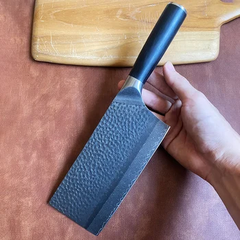 Нож за нарязване на ръчно изработени от дамасской стомана с острие 18 см, кухненски секира Longquan, кухненски ножове с дървена дръжка, професионални инструменти за приготвяне на храна