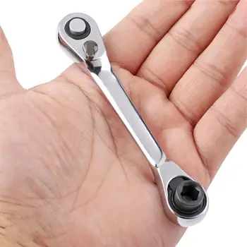 Мини 1/4 инча двустранен быстроразъемный гаечен ключ с механизма на палеца има течаща отвертка Съдържа 1 гаечен ключ с храповой дръжка