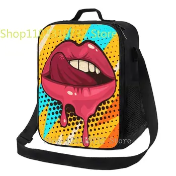 Сладки Секси устни в стил поп-арт, Изолирано чанта за обяд за жени, Термоохладитель, Кутия за Bento За деца, ученици