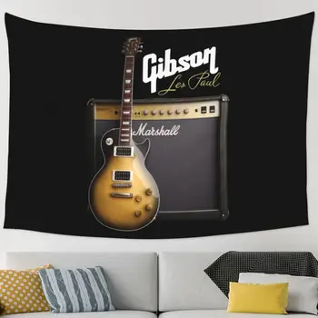 Китара Gibson Les Paul Гоблен, окачена на стената, Гоблен в стил хипи, Килим за спалнята, Стенен декор
