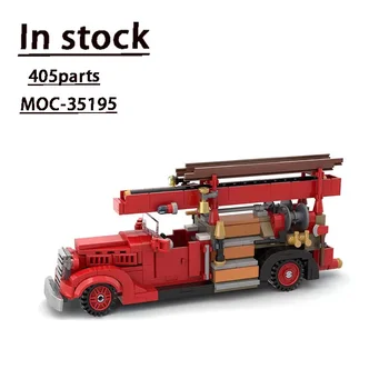 MOC-35195 Малка Градска Пожарна кола V8-85 Срастване Монтаж Тухли • 405 на Части Строителни Блокове на Детски Играчки, Подарък За Рожден Ден Подаръци
