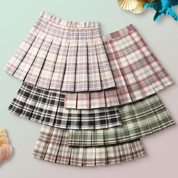 Лятна Плиссированная пола, Дамски дрехи 2023 Пролетната Мода Корейски Елегантен Дизайн Училищна униформа За момичета Harajuku Мини-поли трапецовидна форма
