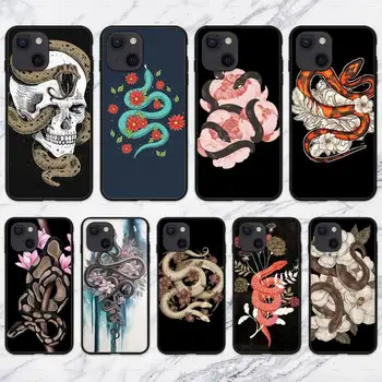Ръчно Змия с рисувани цветя във формата на змия Калъф за телефон за iPhone 11 12 Mini Pro 13 XS Max X8 7 Plus 6s 5 SE XR Shell