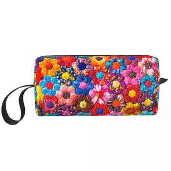 Ретро Цветя Лоскутные козметични чанти За Грим Дамски Косметичка Стилна Външна Чанта за Съхранение в Чантата си