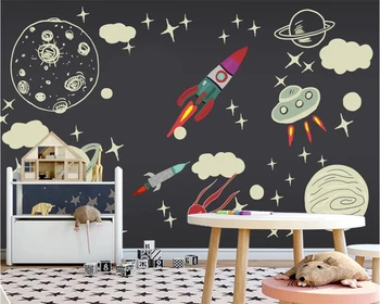 стилният и модерен космически кораб, ръчно декориран beibehang, фон за детска стая, тапети, домашен декор