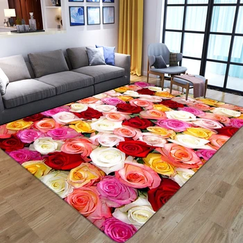 Цветни подложки от свежи цветя за спалнята, килимът в коридора с романтичен цветен 3D килим за хол, подложка за пода, сватбена украса за дома