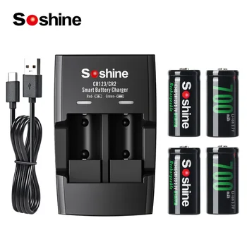 Soshine 3,7 На 700 mah Акумулаторна Батерия Смарт Литиеви Батерии, Зарядно Устройство, RCR123 16340 700 mah Литиево-Йонна Батерия 500 Цикъла на разреждане