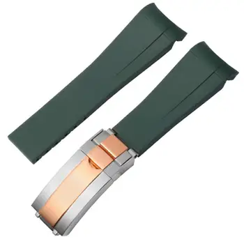 HAODEE За Rolex, гумена каишка за часовник, мъжки ditongna, зелен Воден фантом, водолаз, зелен силиконов ремък за часа и 20 мм и 21 мм